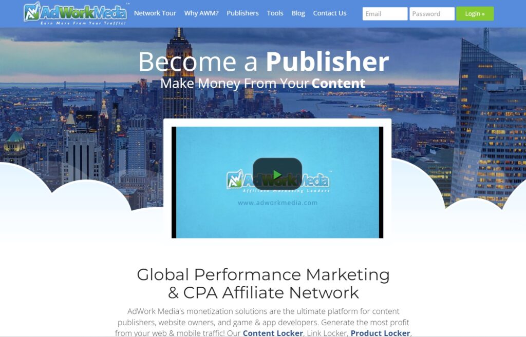 AdWorkMedia CPA Network online page
