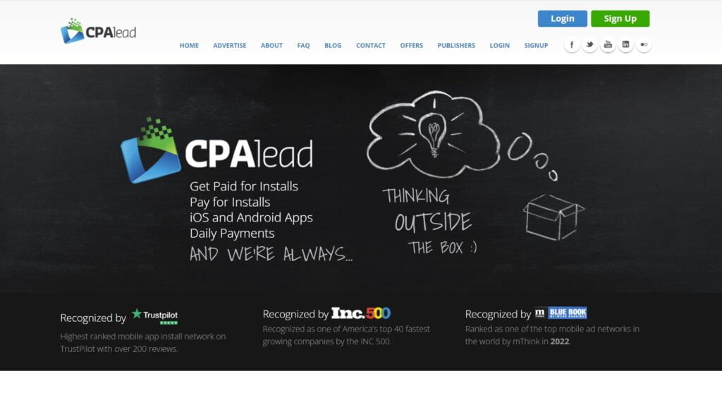 Cpalead CPA affiliate network homepage
