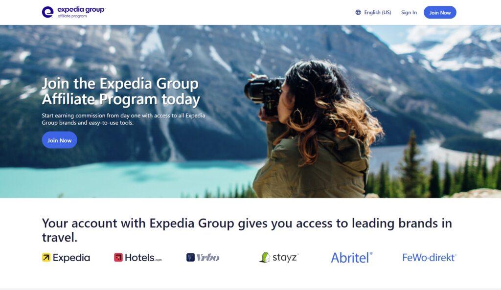 Expedia Group Affiliate Program homepage