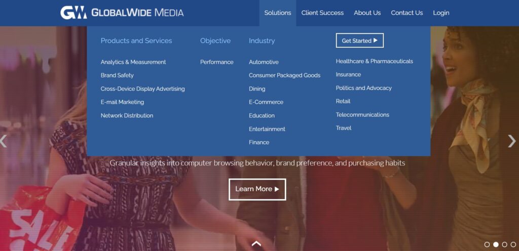 GlobalWide Media CPA network homepage