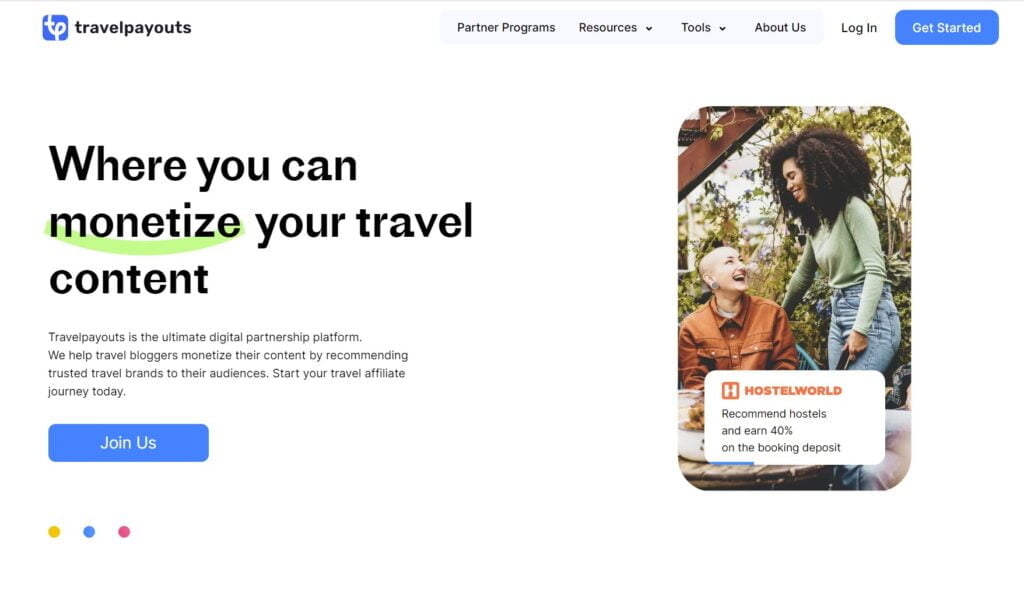 Travelpayouts travel affiliate network online page