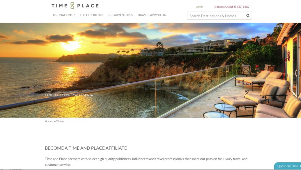 Time and Place luxury travel affiliate program